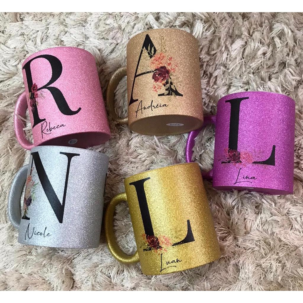 Caneca com gliter - Alfabeto