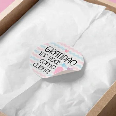 Etiqueta Redonda - Frase Pronta - 48x48mm - em Couche Brilho 80G 4x0