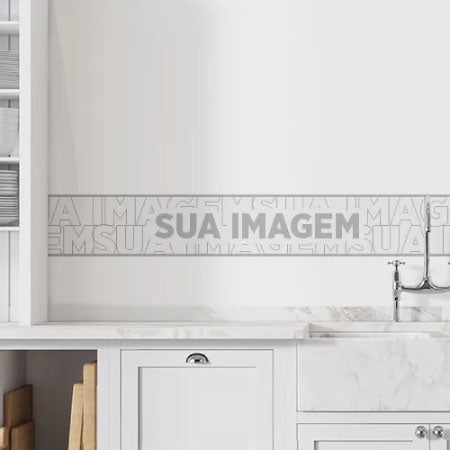 Faixa Decorativa - 1200x150mm em Vinil Adesivo Branco Fosco 120G - 4x0