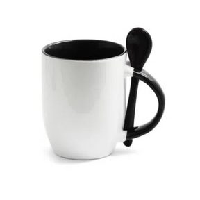 Caneca com colher - alça e interior colorida
