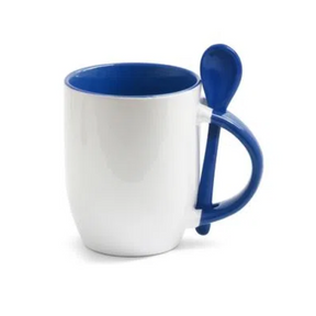Caneca com colher - alça e interior colorida
