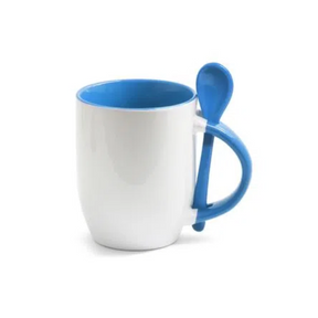 Caneca com colher - alça e interior colorida