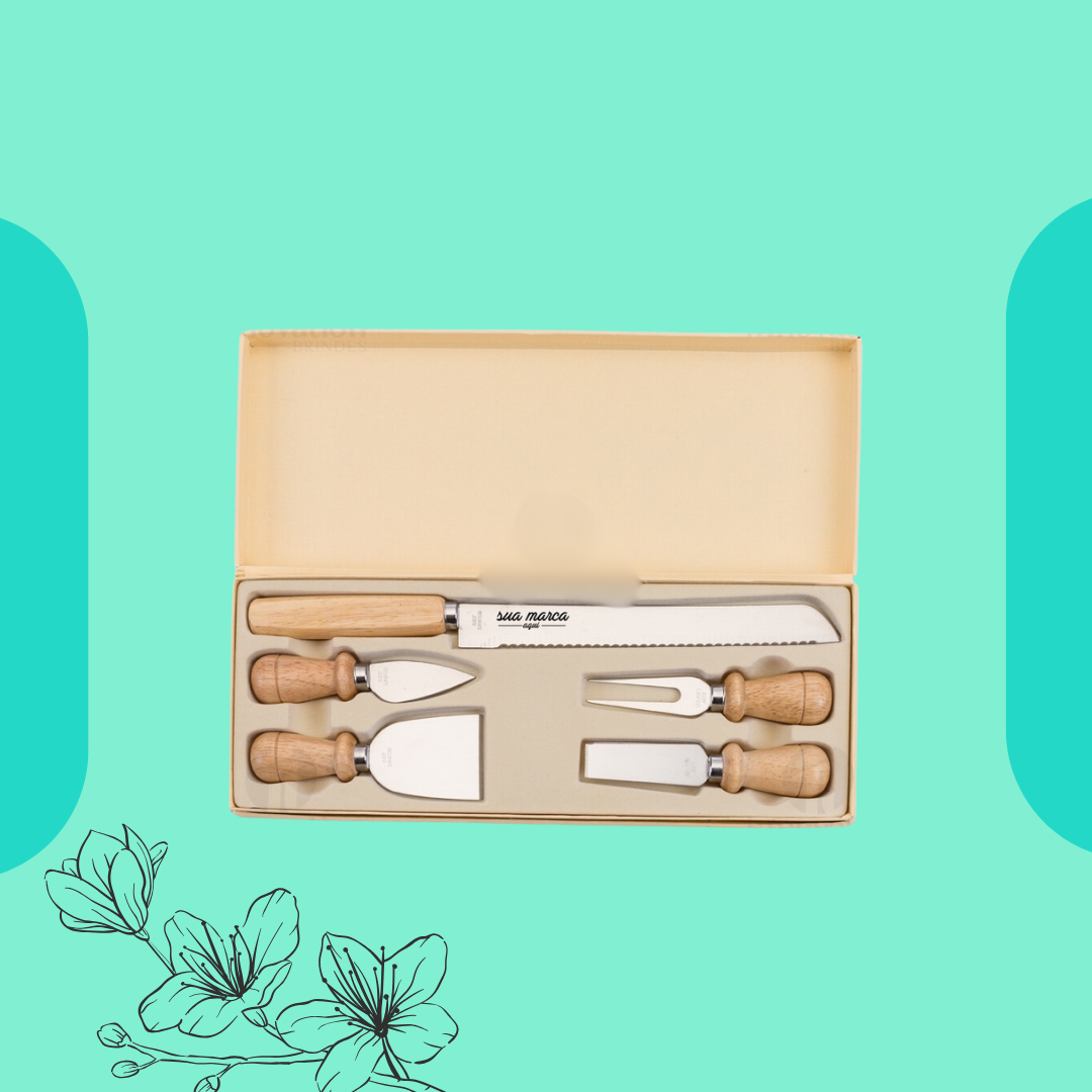 Kit Queijo 5 Peças em Estojo de Papelão