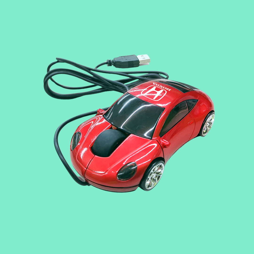 Mouse em formato de carrinho de brinquedo