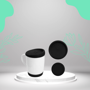Kit Caneca Branca com Tampa e Base de Silicone