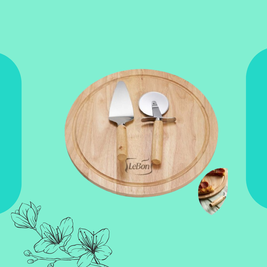 Kit Pizza com 03 Peças em Madeira
