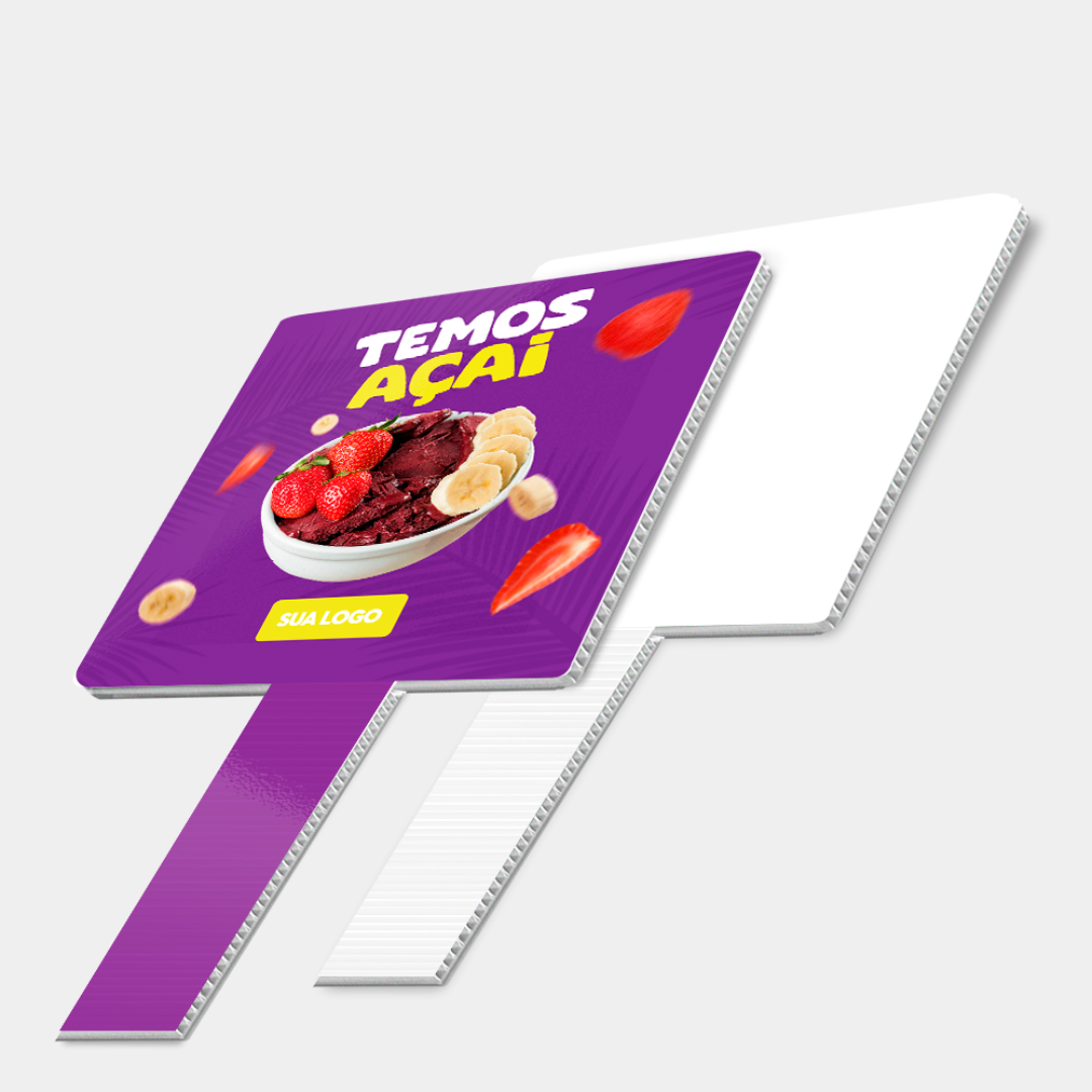 Placa Pirulito de Mão Adesivada - Sinalização Eventos Promoções