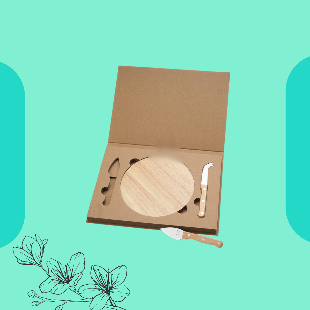 Kit Queijo 3 Peças em estojo kraft.