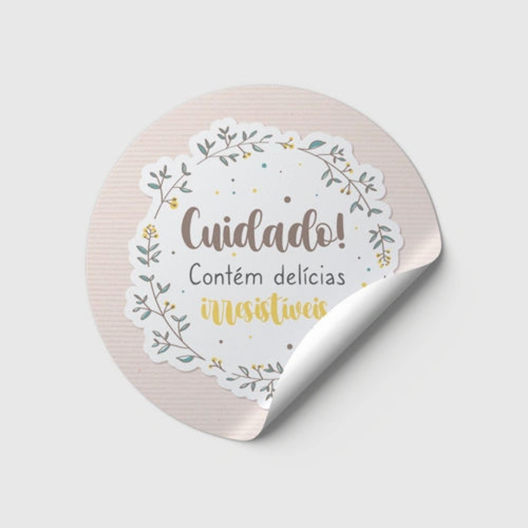 Etiqueta Redonda - Frase Pronta - 48x48mm - em Couche Brilho 80G 4x0