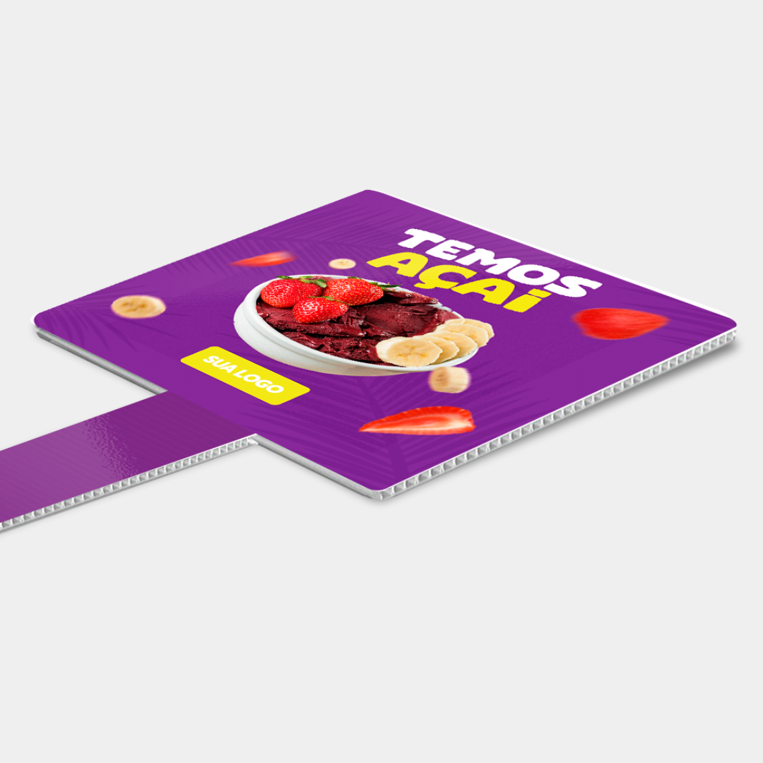 Placa Pirulito de Mão Adesivada - Sinalização Eventos Promoções