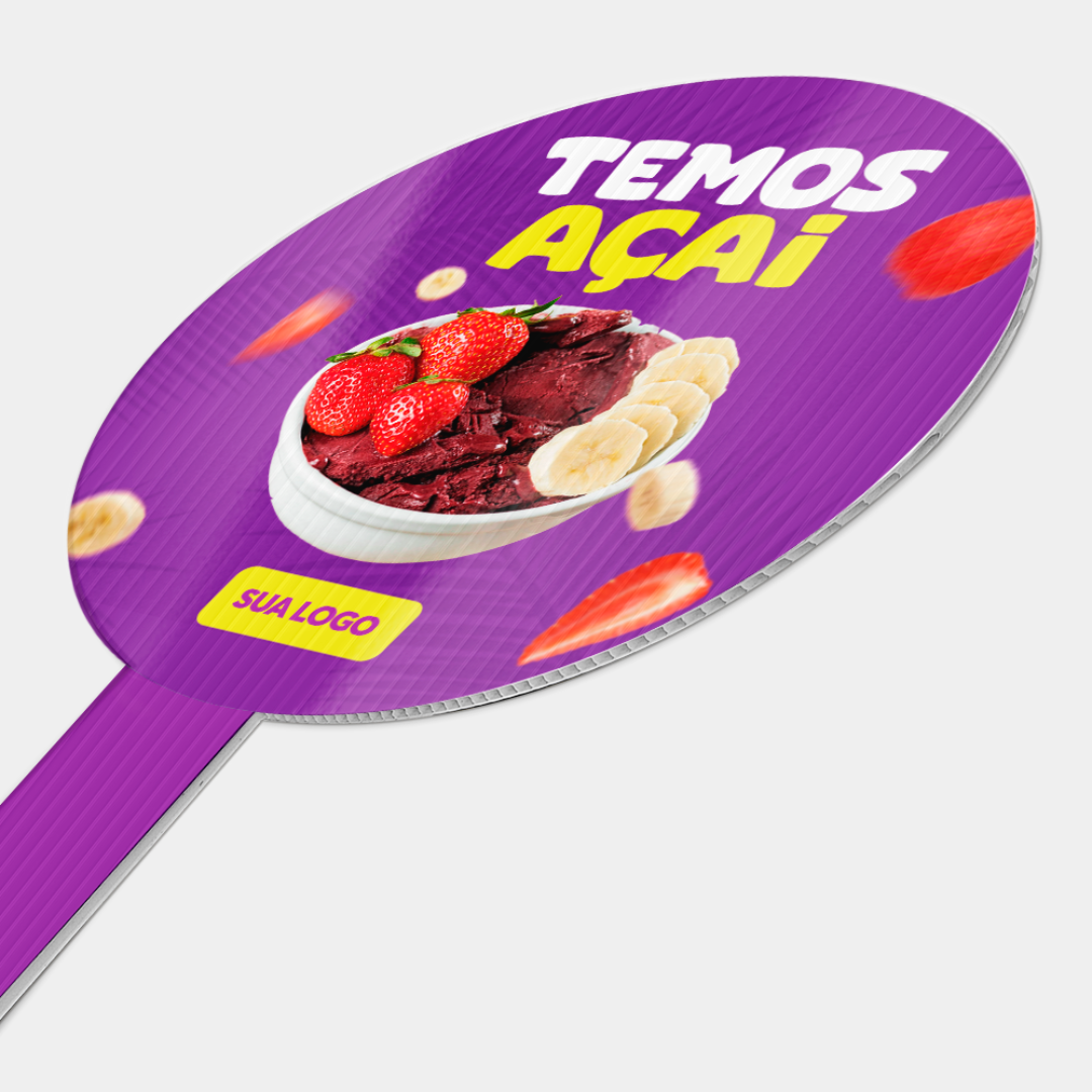 Placa Pirulito de Mão Adesivada - Sinalização Eventos Promoções