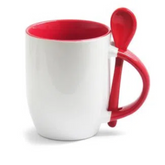 Caneca com colher - alça e interior colorida