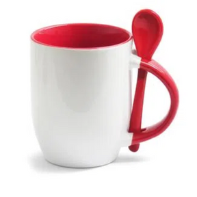Caneca com colher - alça e interior colorida