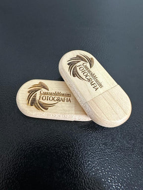 Pendrive ecológico de madeira, formato oval