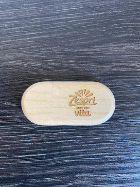Pendrive ecológico de madeira, formato oval