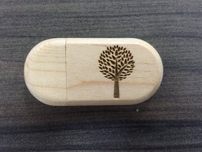 Pendrive ecológico de madeira, formato oval