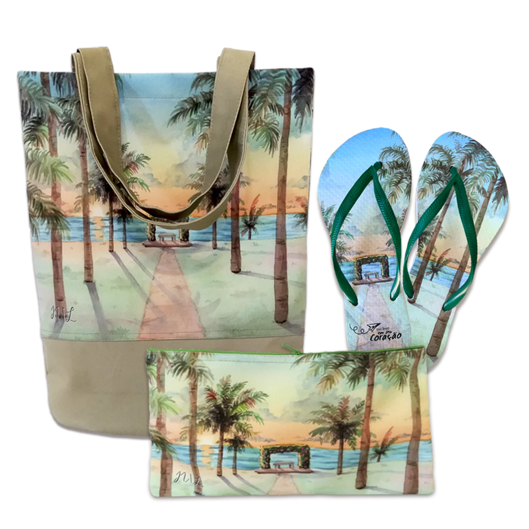 Kit Slim Personalizado – Bolsa Sacola + necessaire carteira G + Chinelo