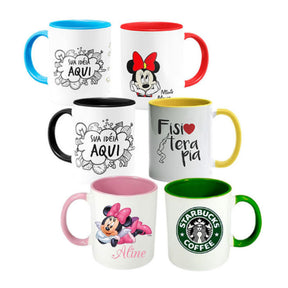 Caneca Personalizada com alça e interior colorida