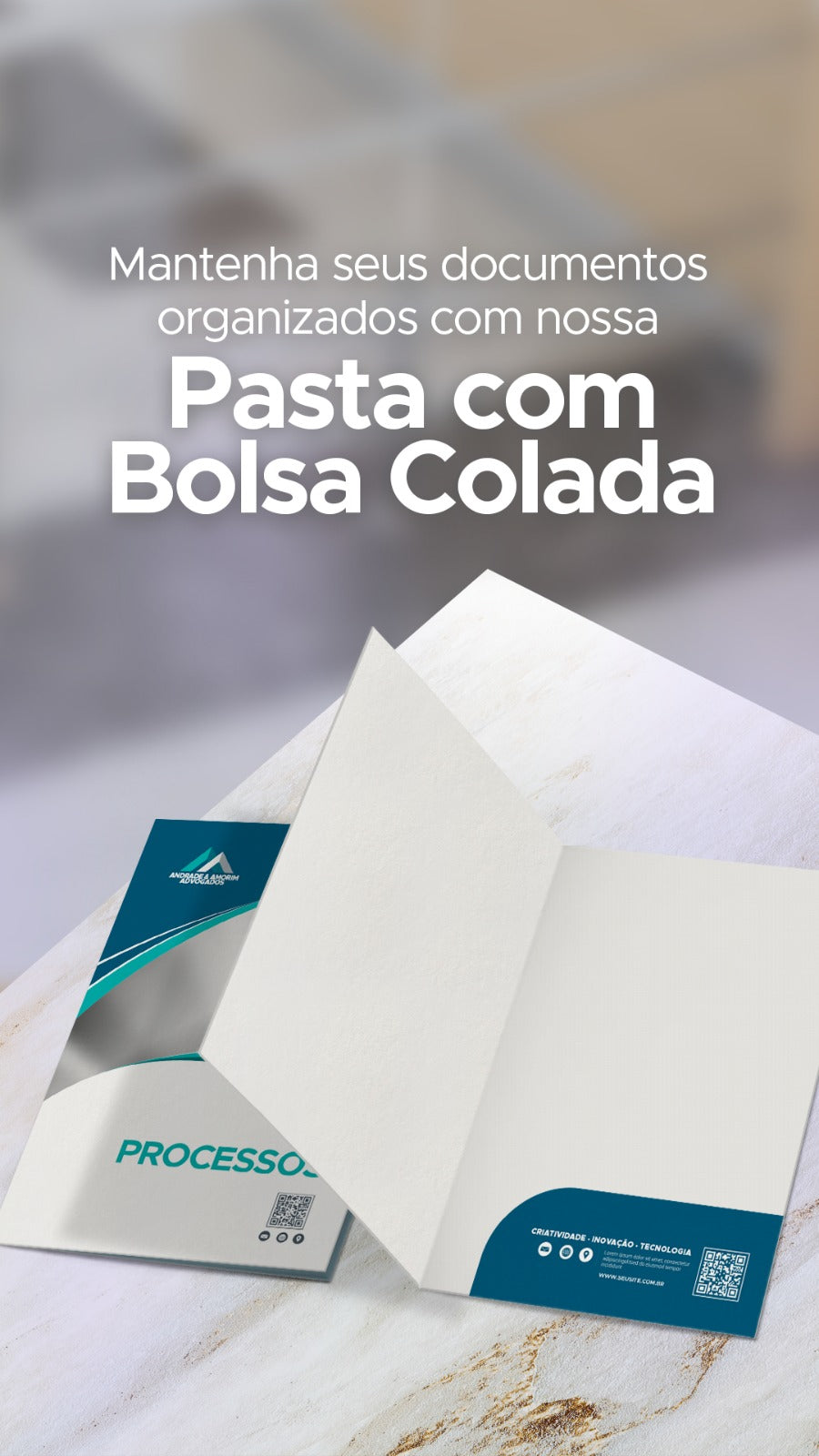 Pasta com Bolsa Colada - 220x310mm em Couché Brilho 250g